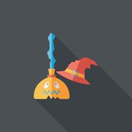 Witch broom flat icon with long shadow eps10 N10
