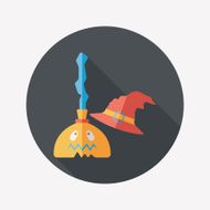 Witch broom flat icon with long shadow eps10 N13