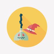 Witch broom flat icon with long shadow eps10 N15
