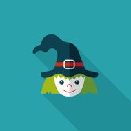 cute witch flat icon with long shadow eps10 N34