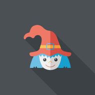 cute witch flat icon with long shadow eps10 N35