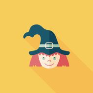 cute witch flat icon with long shadow eps10 N36