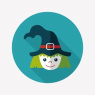 cute witch flat icon with long shadow eps10 N37