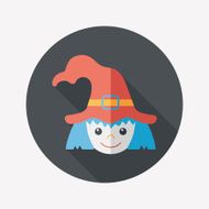 cute witch flat icon with long shadow eps10 N38