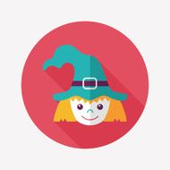 cute witch flat icon with long shadow eps10 N39