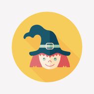 cute witch flat icon with long shadow eps10 N40