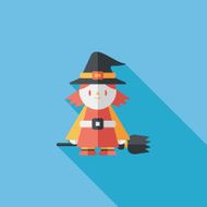 witch flat icon with long shadow eps10 N16