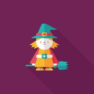 witch flat icon with long shadow eps10 N17