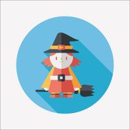 witch flat icon with long shadow eps10 N19