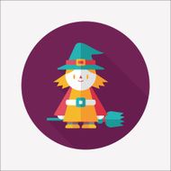 witch flat icon with long shadow eps10 N20