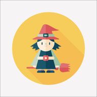 witch flat icon with long shadow eps10 N21