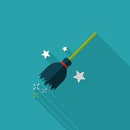 Witch broom flat icon with long shadow eps10 N16