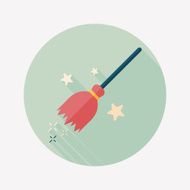 Witch broom flat icon with long shadow eps10 N20