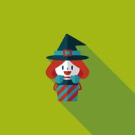 cute witch flat icon with long shadow eps10 N41