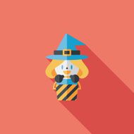 cute witch flat icon with long shadow eps10 N42