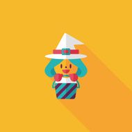 cute witch flat icon with long shadow eps10 N43