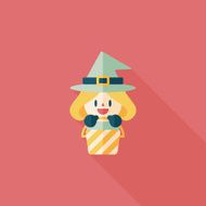 cute witch flat icon with long shadow eps10 N44