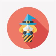 cute witch flat icon with long shadow eps10 N46