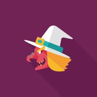 witch hat flat icon with long shadow eps10 N2