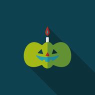 pumpkin candle flat icon with long shadow eps10 N21