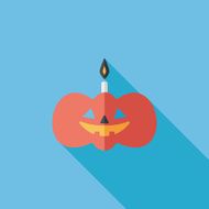 pumpkin candle flat icon with long shadow eps10 N22
