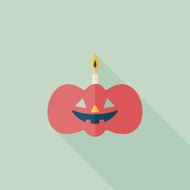 pumpkin candle flat icon with long shadow eps10 N23
