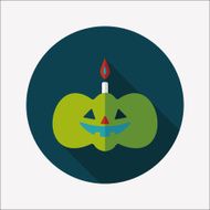 pumpkin candle flat icon with long shadow eps10 N24