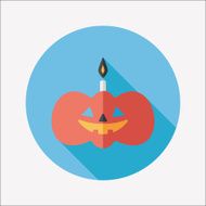 pumpkin candle flat icon with long shadow eps10 N25