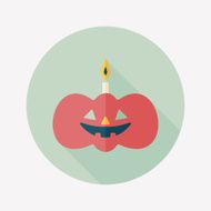 pumpkin candle flat icon with long shadow eps10 N27