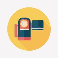 Video camera flat icon with long shadow