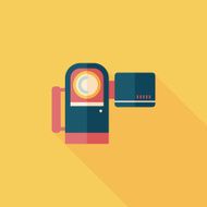 Video camera flat icon with long shadow N4