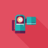Video camera flat icon with long shadow N5