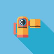 Video camera flat icon with long shadow N6