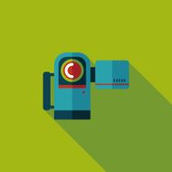 Video camera flat icon with long shadow N7
