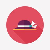 Women hat flat icon with long shadow N19