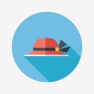 Women hat flat icon with long shadow N20