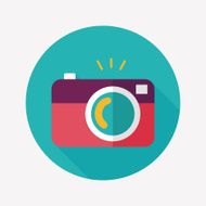 camera flat icon with long shadow N20