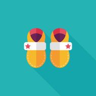 baby booties flat icon with long shadow N70