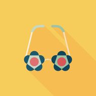 flower glasses flat icon with long shadow eps10 N3
