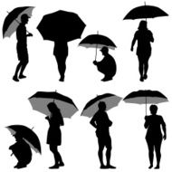 silhouettes man and woman under umbrella