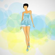 Vector sketch girl in fashion clothes eps