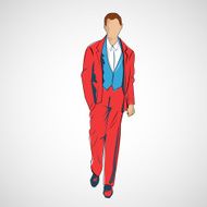 Vector sketch man in fashion clothes eps