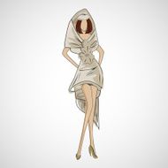 Vector sketch girl in fashion clothes eps N11