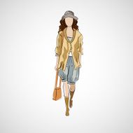 Vector sketch girl in fashion clothes eps N12