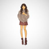 Vector sketch girl in fashion clothes eps N13
