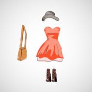 Vector sketch girl in fashion clothes eps N14