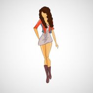 Vector sketch girl in fashion clothes eps N15