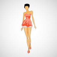 Vector sketch girl in fashion clothes eps N17