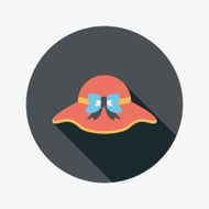 Women hat flat icon with long shadow N23