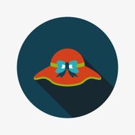 Women hat flat icon with long shadow N24